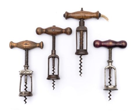 A Columbus pattern corkscrew, together with two spring corkscrews and a perpetual pattern example:, (4)