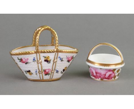 A Fight, Barr &amp; Barr Worcester vase, in the form of a basket, the moulded sides painted with scattered flowers and gilded