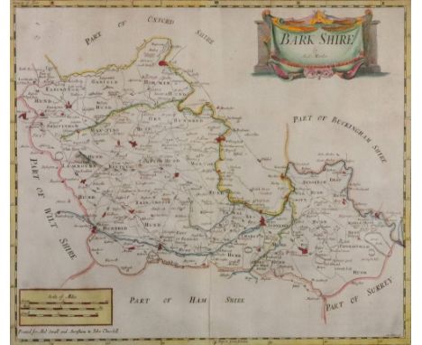 Robert Morden, Barkshire, (sic), hand coloured engraved map, 38 x 44cm, and Somerset Shire, hand coloured engraved map, 38.5 