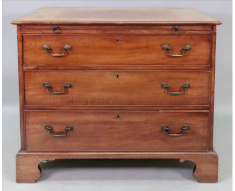 A George III style mahogany chest, circa 1900, with a brushing slide above three drawers, on bracket feet, 81cm wide x 48cm d
