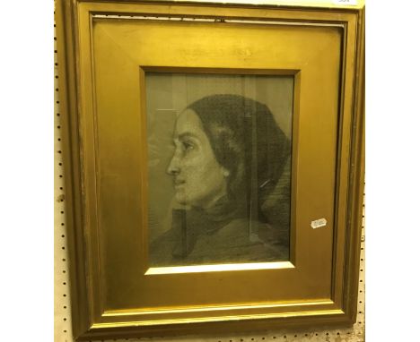 JEAN FRANCOIS GIGOUX (1806-1894) "Venetia Dunde? in Paris", a portrait study, head and shoulders, charcoal and chalk, apparen