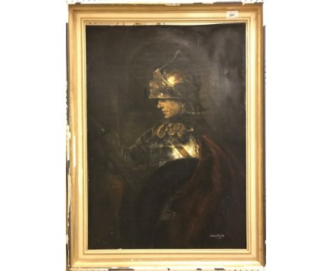 WINSLADE AFTER REMBRANDT "Man in armour", a portrait study, half length, oil on board, signed and dated '70 lower right, bear