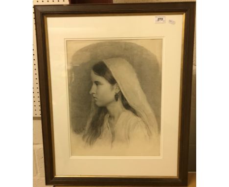 KENNETH EDWIN WOOTTON "Dorothy Wootton", a portrait study of the artist's wife, head and shoulders, pencil and charcoal, sign