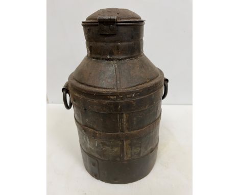 A vintage style iron milk churn, 30.5 cm high and a 40 watt magnifier hobby desk lamp, boxed