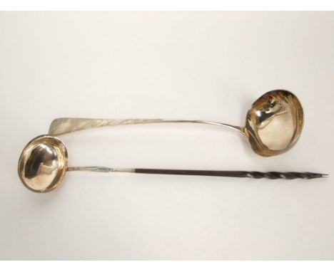 A large silver ladle, London 1794 by Thomas Northgate and George Bourne, together with a Georgian toddy ladle with whalebone 