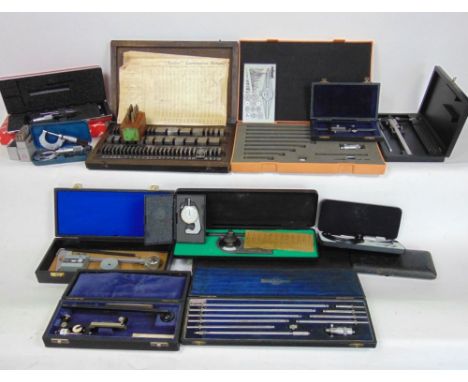 A box containing a large collection of engineer's stationer's tools.