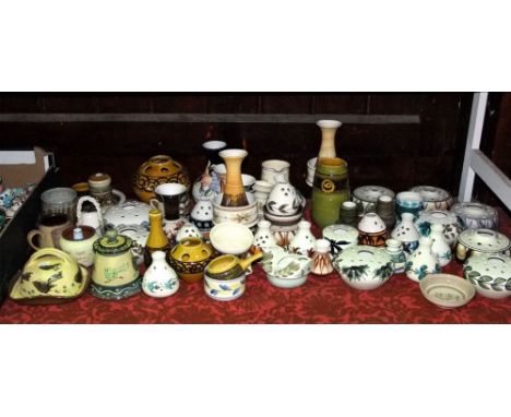 An extensive collection of Jersey pottery ceramic wares including vases, pot pourri holders, etc together with similar potter