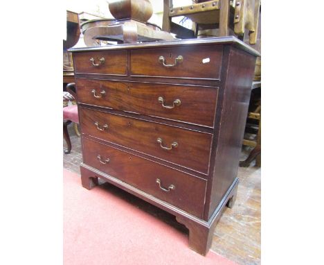 A good quality Georgian  mahogany chest of three long and two short graduated drawers raised on bracket with original brass s