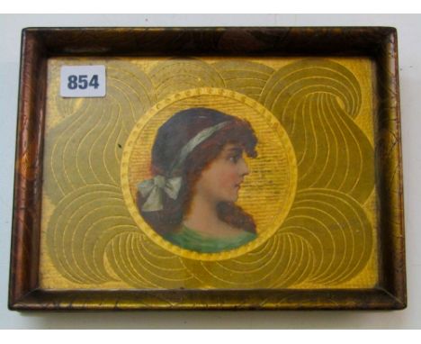 After Sir Edward Coley Burne-Jones - unusual late 19th century oil painting panel showing a Pre-Raphaelite style portrait of 
