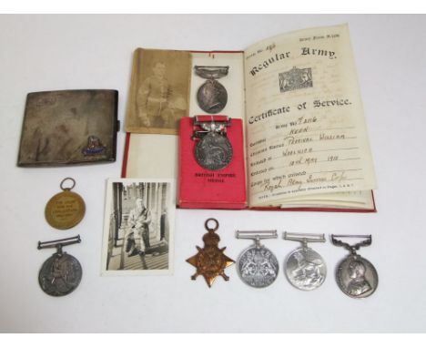 1914-18 war medal, 1914 star, Victory medal, George V long service and good conduct medal, George V Meritorious service medal