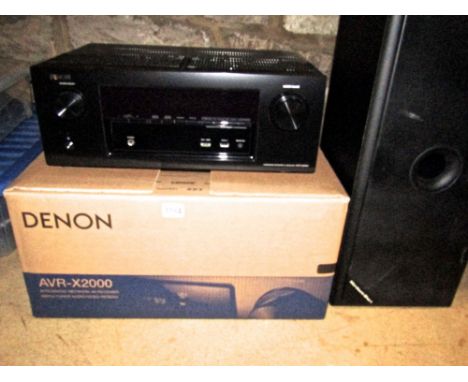 A Denon AVR-X200 integrated network AV receiver, ampli-tuner audio/video Reseau with original box, together with Mordaunt-Sho