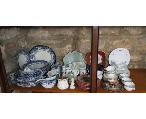 A collection of 19th century and other ceramics including a quantity of Chatsworth pattern late  Mayers blue and white printe