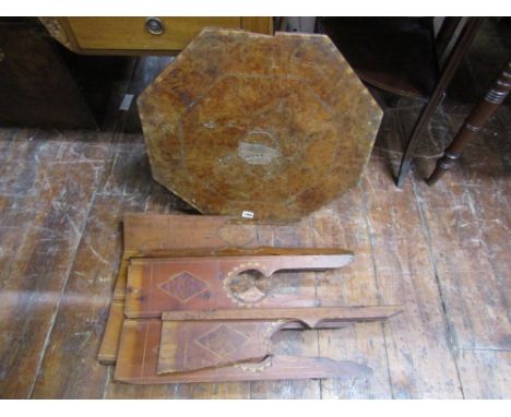 A 19th century Eastern table in cedar wood and other timbers, the octagonal top with segmented and further inlaid detail for 