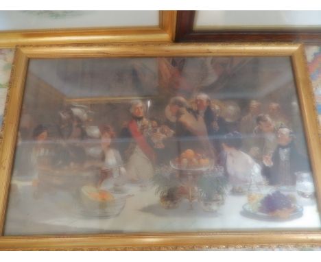 gilt framed picture Nelson, Tavener print and vintage 'forest glade' picture