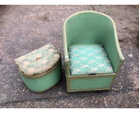 Lloyd loom style commode chair and linen bin
