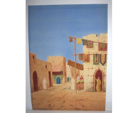 Signed Watercolour, Arab Carpet Seller, Unframed, Signed Claude Dupres, 14 x 20 Inches 