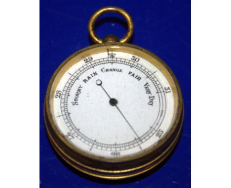 Scientific Instruments, 19thC Pocket Barometer, Looks Unmarked, Diameter 2 Inches