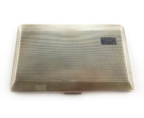 Silver cigarette case Birmingham 1953, engine turned decoration 13cm approx 6oz