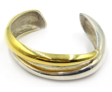 Silver and silver-gilt cross-over bangle hallmarked approx 2.5oz