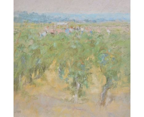δ Diana Armfield (British b. 1920) - The Vendage, S. France Pastel Signed, lower left; titled and dated 1990 verso 22 x 22cm 