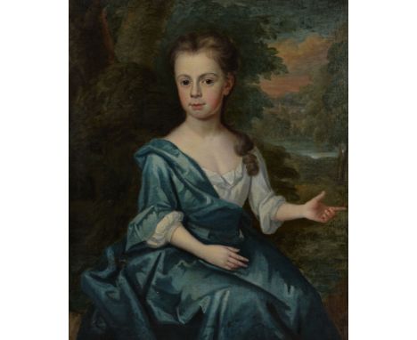 Follower of Sir Godfrey Kneller (British 1646 - 1723) Portrait of a girl in a blue dress  Oil on canvas 73 x 60cm (29 7/8 x 2