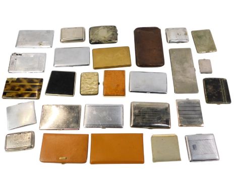 A Victorian engraved silver plated cigarette case, and various other cigarette and cigar cases. (a quantity)