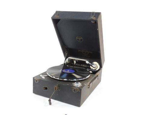 A Columbia tabletop record player.