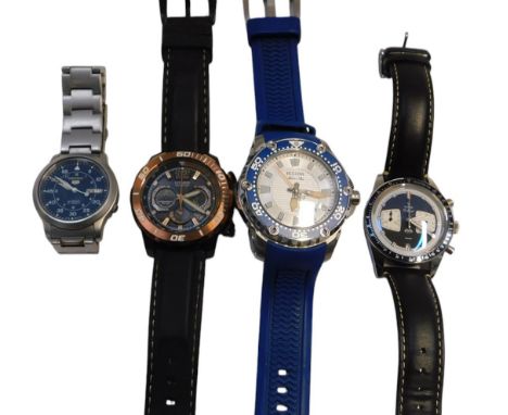 Four gentleman's dress wristwatches, comprising a Bulova Marine Star automatic wristwatch, Seiko automatic wristwatch, Citize