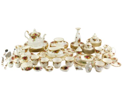 A group of Royal Albert Old Country Roses pattern part tea dinner and decorative wares, including a teapot, breakfast bowls, 