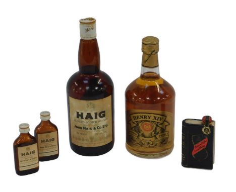 A group of whisky, to include John Haig and Co Gold Label Blended Scotch whisky, two Haig miniatures, a bottle of Henry XIV B