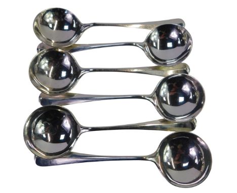 A set of six George V silver rat-tail preserve spoons, Harrison Brothers and Howson, Sheffield 1935, 6.54oz.