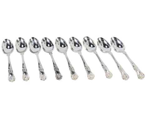 A set of nine George V silver King's pattern teaspoons, Harrison Fisher and Co, Sheffield 1930, 9.06oz. 