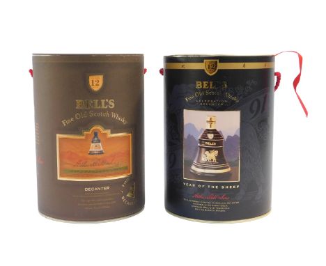 Two Bell's Scotch whisky decanters, comprising Celebration decanter for 1991 Year of the Sheep, and a bottle of Bell's Twelve