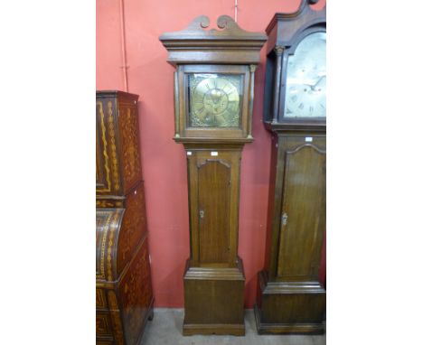 An 18th Century oak 30-hour longcase clock, the square brass dial signed John Swinburn, Hexham 