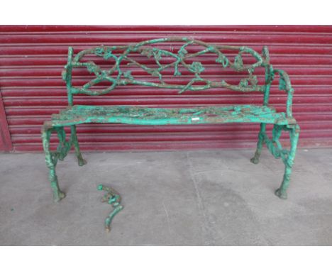 A Victorian cast iron Grape and Vine pattern garden bench, attributed to Coalbrookdale Co. 