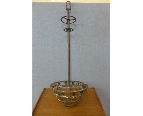 A French steel hanging candle chandelier 