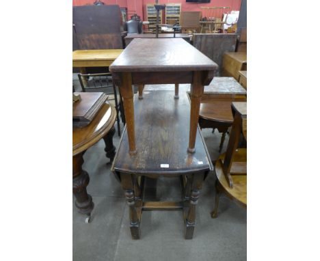 An oak gateleg table and small bench 