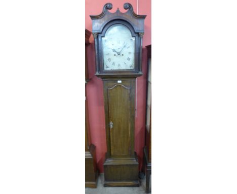 A 19th Century mahogany 8-day longcase clock, the painted arched dial signed Robert Frost, Nottingham 