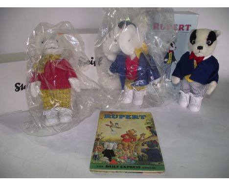 Boxed Steiff models to include classic Rupert, Bill Badger and Edward Trunk, all in the Rupert Bear series together with a Ru