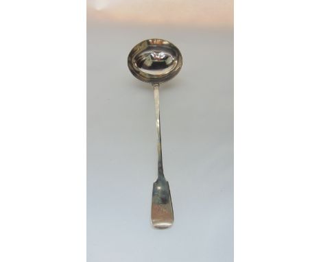 A George IV silver Fiddle pattern soup ladle, Charles Eley, London, 1828, with monogram, 205.2g