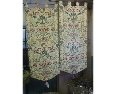 A pair of good quality tapestry style wall banners on ironwork rails