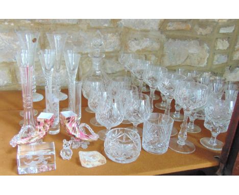 A mixed quantity of drinking glasses to include six hock wines, snifters, other wines, tumblers etc, together with a mallet s