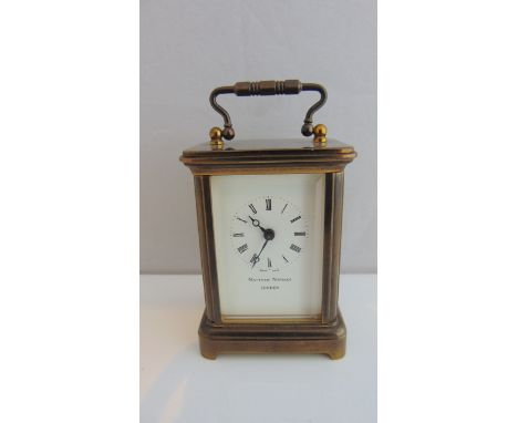 A miniature Matthew Norman carriage clock with eight day timepiece, 6 cm high