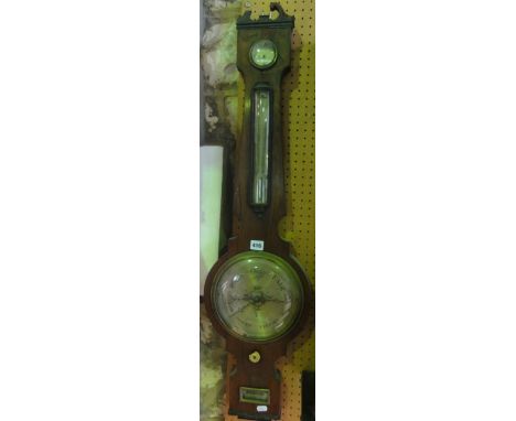 A 19th century rosewood wheel barometer with silvered dials by Pedrene of Bristol