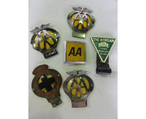 A small collection of vintage automobile radiator badges to include several AA examples, Malayan Society for The Prevention o