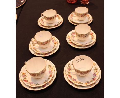 Royal Crown Derby 18 piece vintage floral tea set 