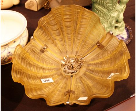 Art Deco clam design chrome and glass lamp shade 