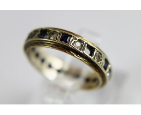 9 ct gold vintage stone set full eternity ring, size M. A/F