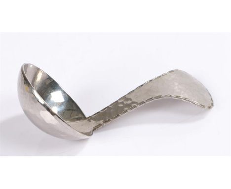Keswick School of Industrial Arts, a Firth Staybrite caddy spoon, beaten bowl and handle with punched chain border, 8.5cm lon