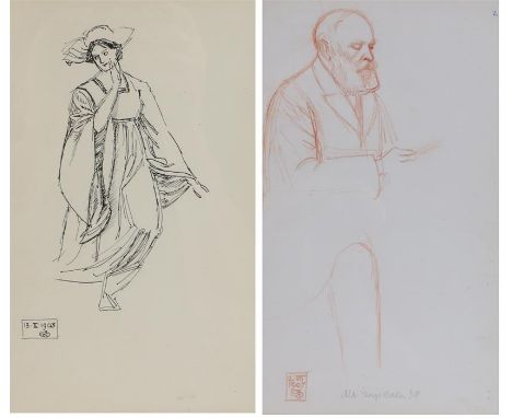 Joseph Edward Southall RWS,NEAC,RBSA, (1861-1944) red pencil portrait of Alderman George Baker with monogram 2 VII 1907 also 